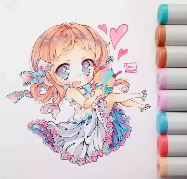 马克笔动漫上色教程q版,动漫手绘马克笔上色教程