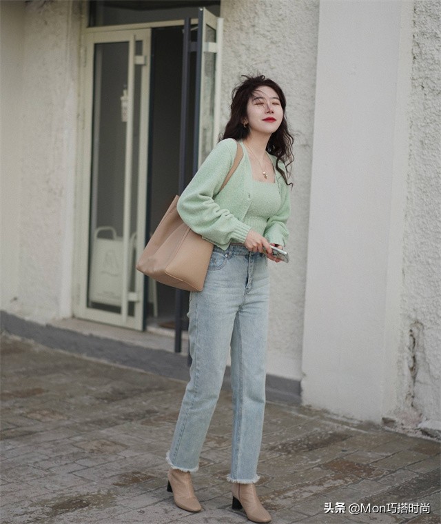 九分裤短靴利落显高又时髦,牛仔裤短靴入冬正流行好看又高级