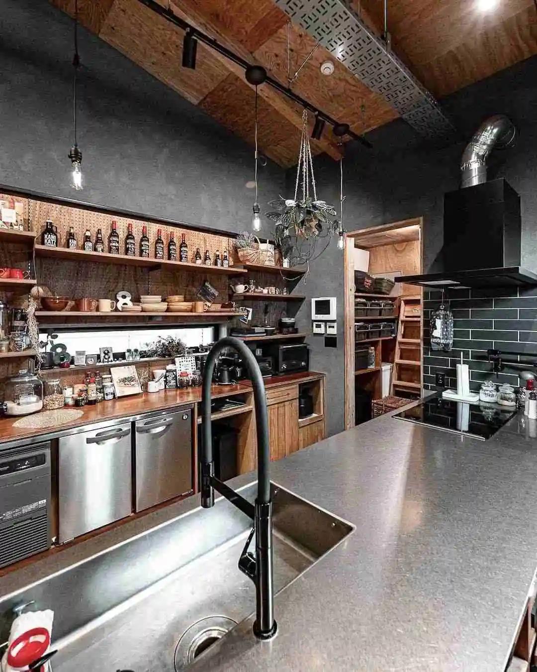 高颜值不锈钢台面橱柜,不锈钢大理石橱柜