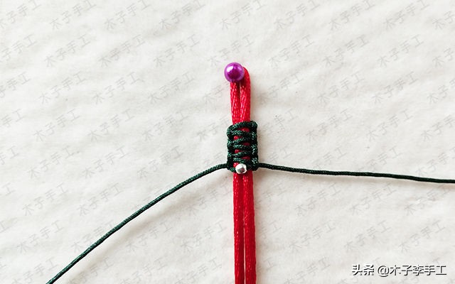 双向平结手链编织教程串珠,花样平结串珠花朵手链