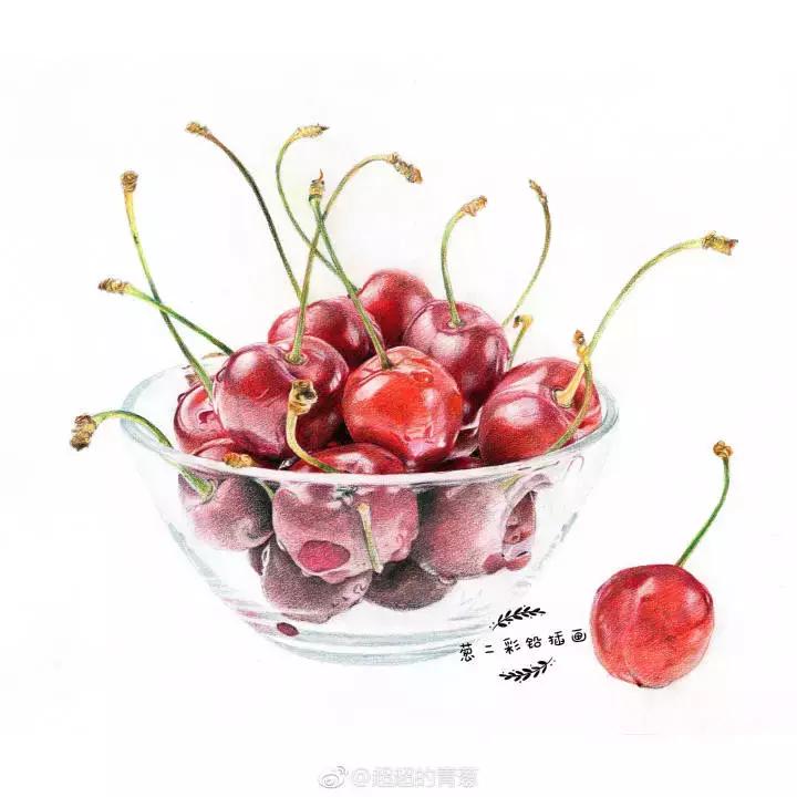 彩铅樱桃的教程步骤图解,樱桃彩铅教程