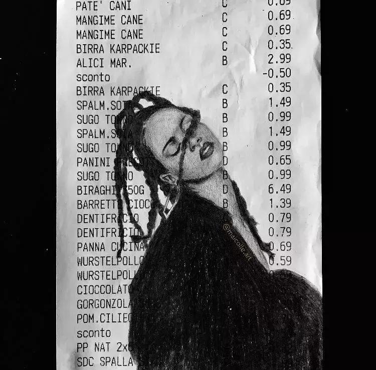 学渣购物小票画画,97年画画天才