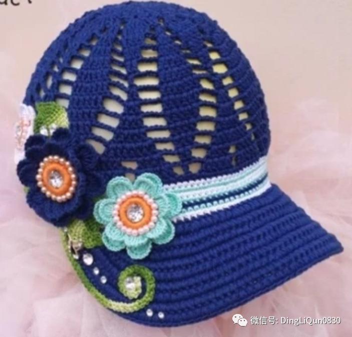 针织作品30款时尚钩花装饰帽子,简单易学又好看的针织帽子