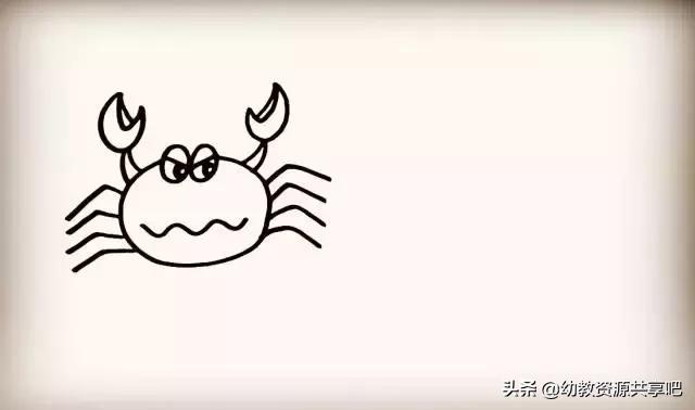 如何画螃蟹简笔画,儿童简笔画螃蟹简单又漂亮