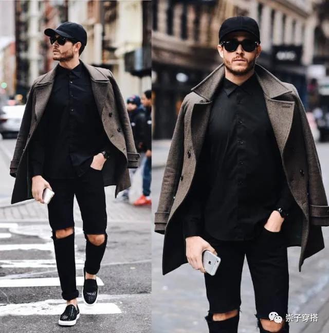 黑色衬衫内搭黑色打底好看吗,都说黑色穿搭很反差