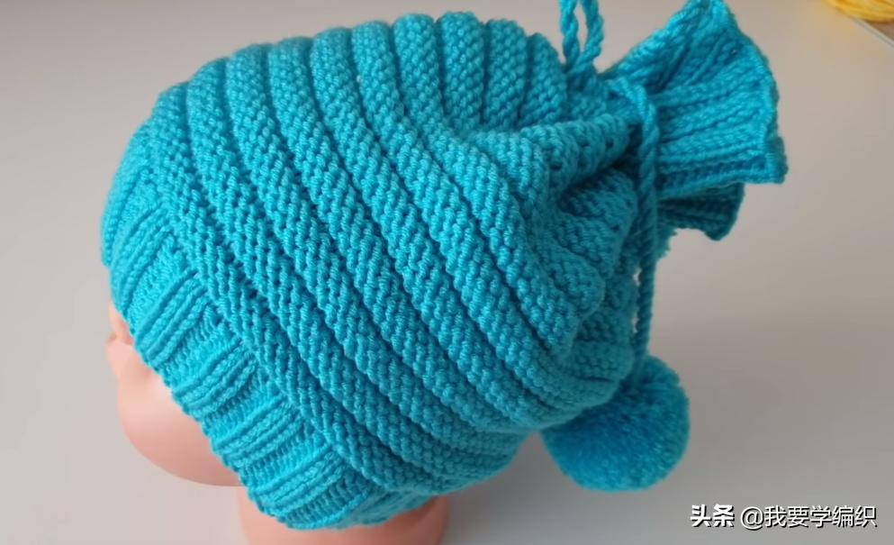 新手也能学会的一款帽子，成人孩子都适合，宝宝抽绳香肠帽教程