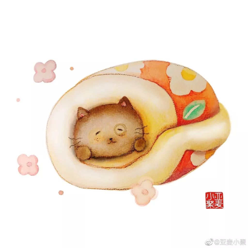 可爱的橘猫插画,一组可爱的治愈系猫咪插画