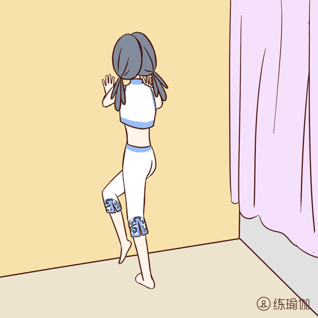 爬墙瘦肚子瘦腰最快的动作,扶墙跳跃转圈教学