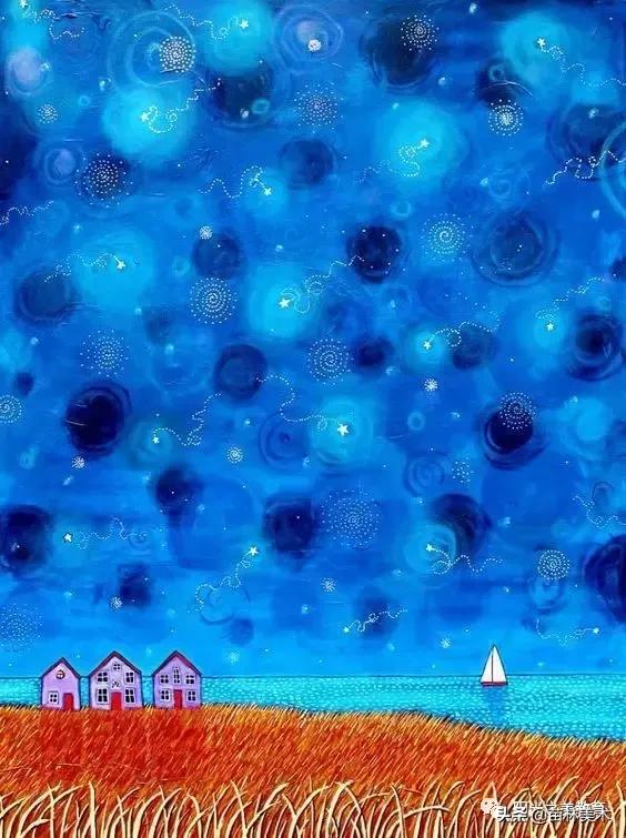 水粉作品风景清新,清凉一夏的水粉作品