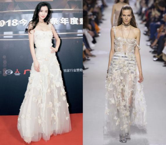 angelababy穿着v型礼服,angelababy早期时装周穿搭