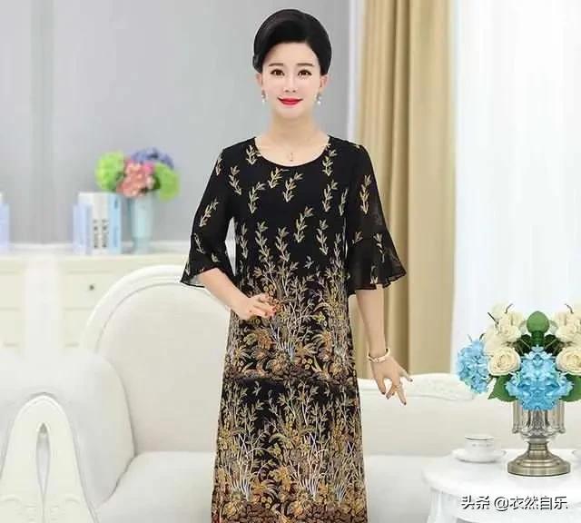 妈妈时尚显瘦连衣裙推荐,50-60岁妈妈高档妈妈装连衣裙