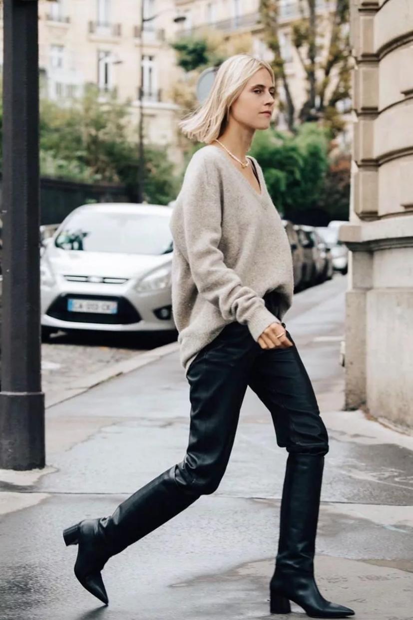 冬季显瘦裤子配靴子,现在还流行打底裤配靴子吗