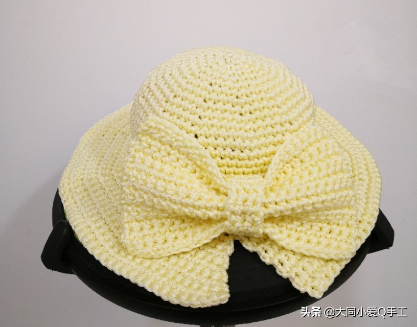 丝带遮阳帽夏凉帽钩织教程,夏季遮阳帽大帽檐钩针教程