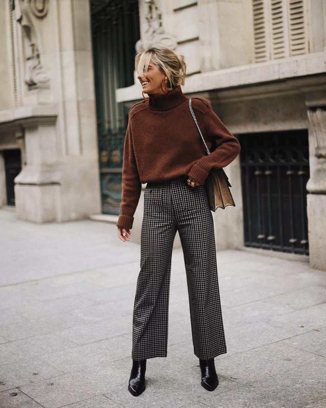 显瘦配直腿裤的毛衣,大腿粗穿阔腿裤怎么搭显瘦