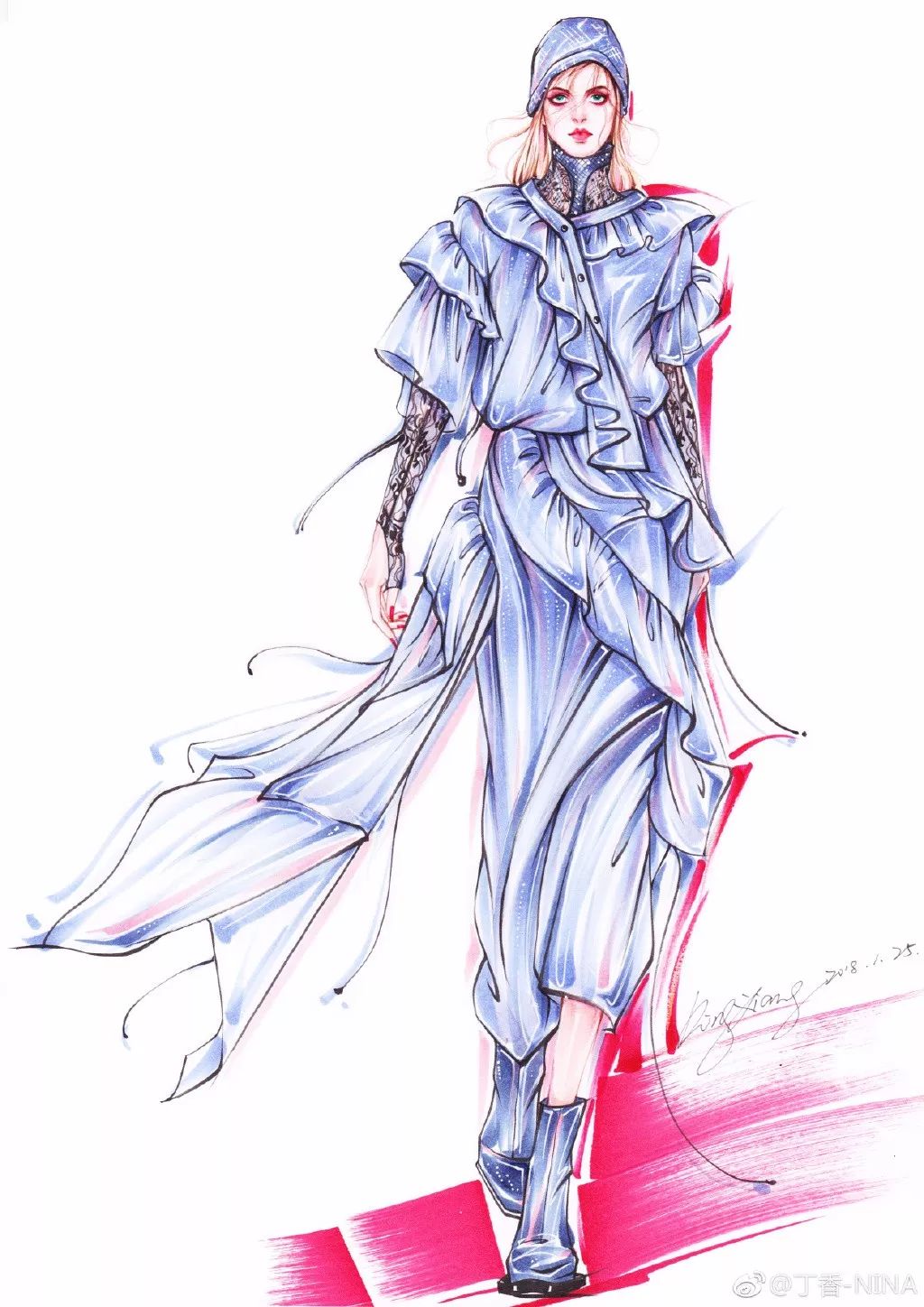 礼服怎么画好看仙气用彩铅,马克笔和彩铅裙子上色教程