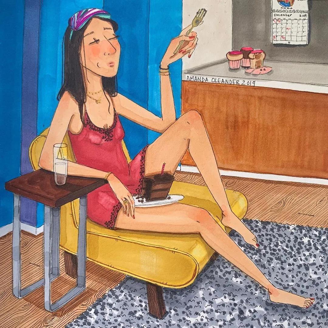 情侣两个人日常生活照片,情侣间的生活插画图片