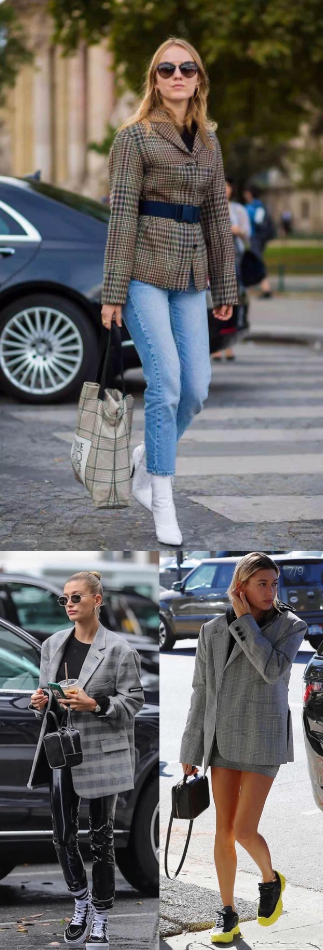 格纹元素西装搭配图,春天格纹西装搭配大全