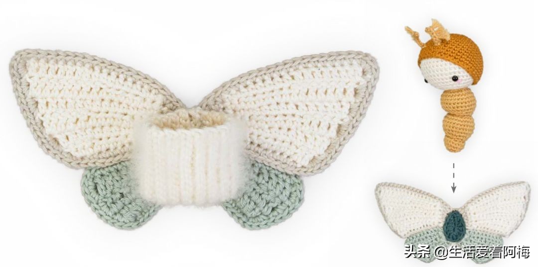小蝴蝶简单钩织,蝴蝶的钩针编织视频教程