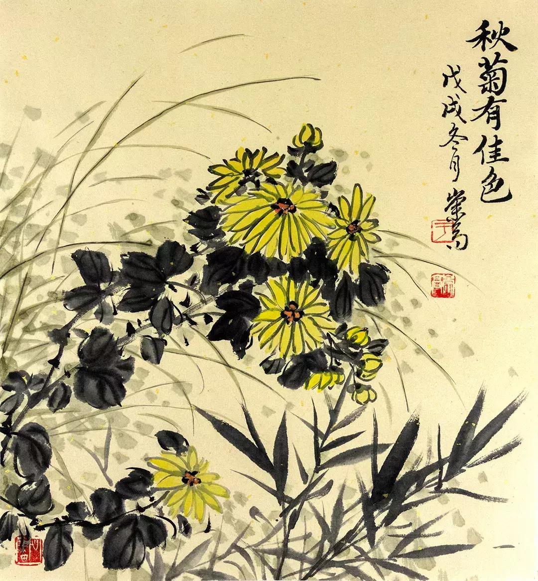 梅兰竹菊国画中的山石画法,梅兰竹菊国画写意教学视频