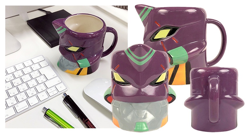 模玩周边：《新世纪福音战士》初号机/贰号机头部造型马克杯