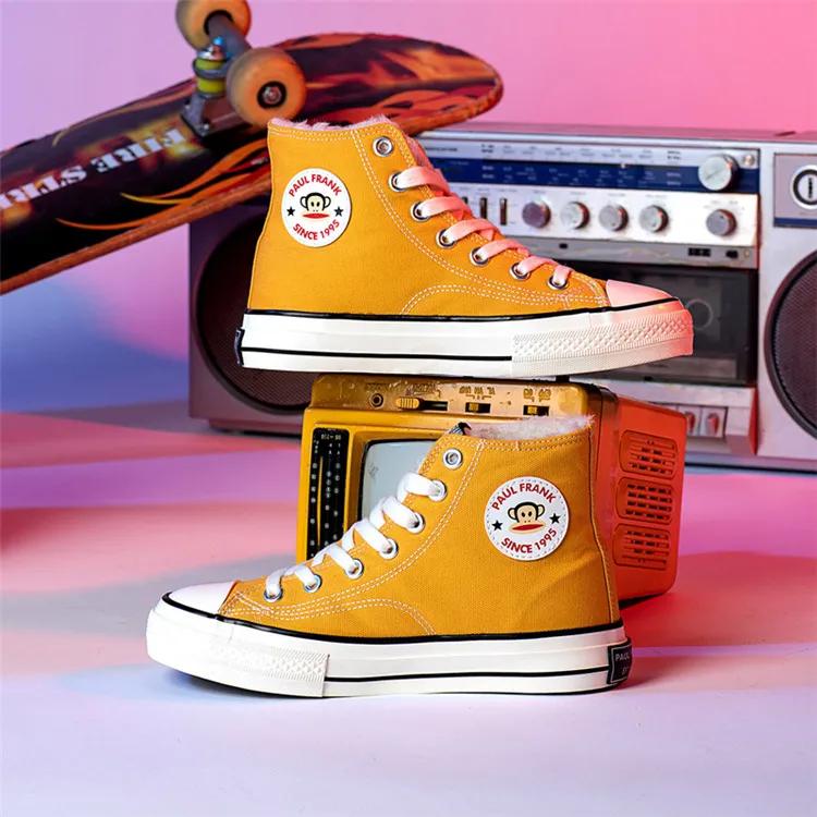 大嘴猴帆布鞋儿童加绒,女保暖鞋加绒加厚正品大嘴猴