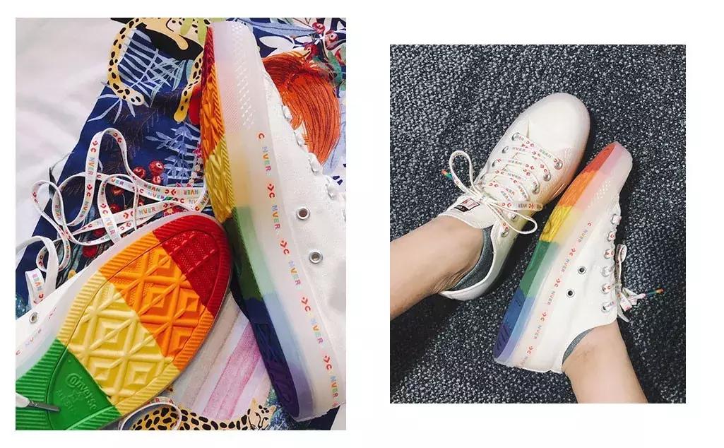 匡威新款2023白色婚鞋,匡威1970s彩虹限定