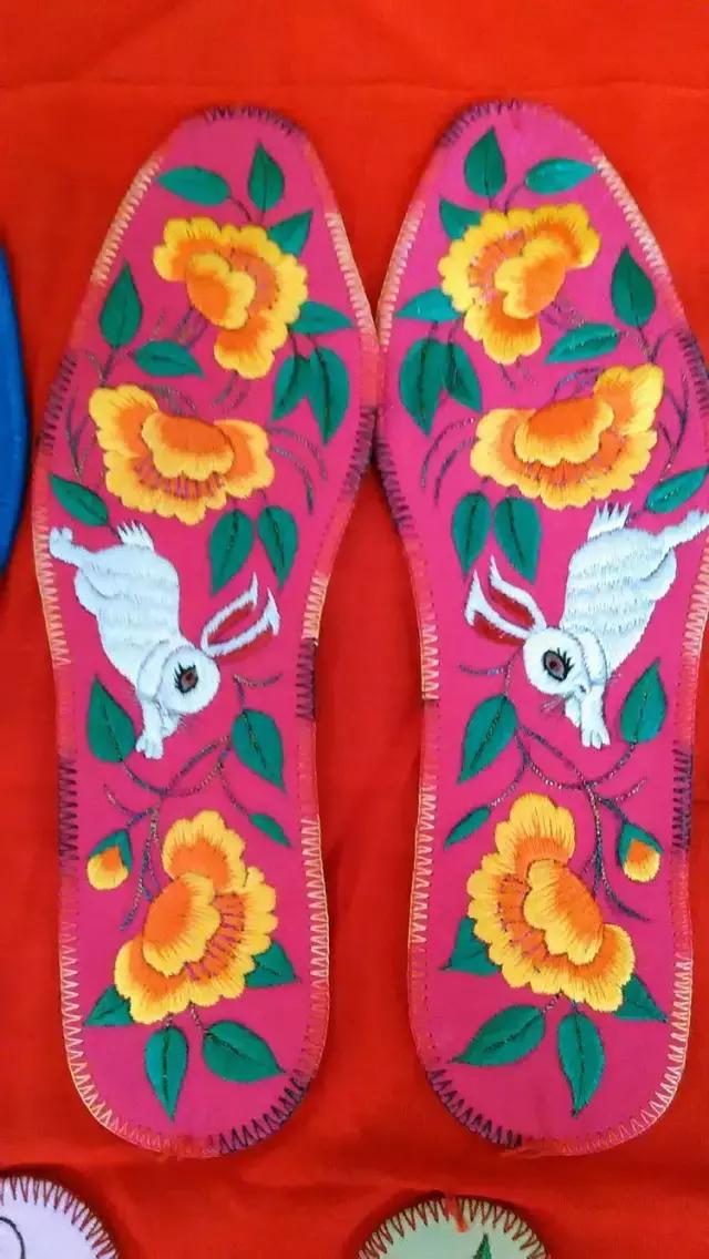 刺绣鞋垫花样各种图案教程,几何鞋垫图案鞋垫绣法