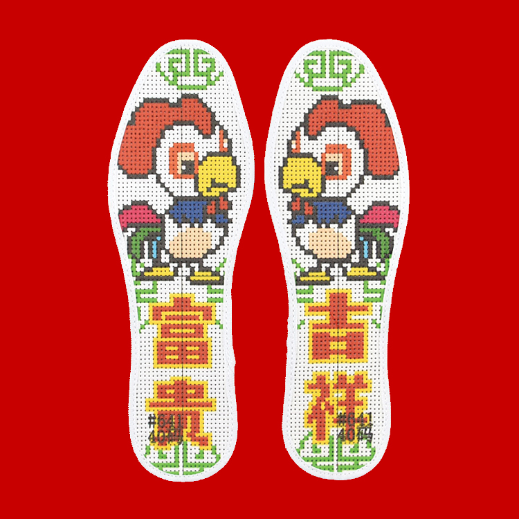 小娃娃绣花鞋垫,两根针线绣花鞋垫