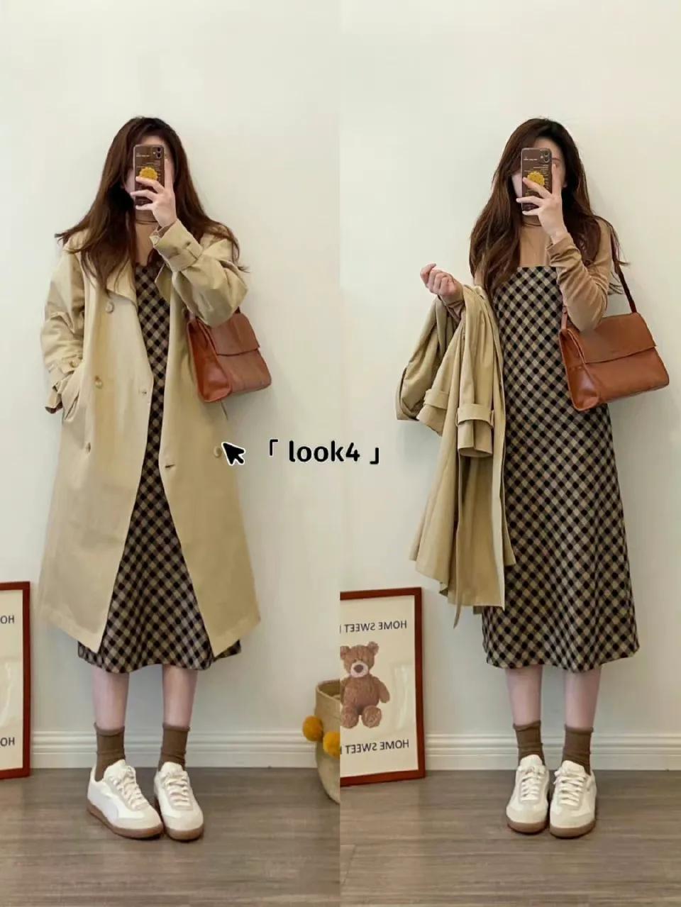 韩版宽松慵懒风长款大衣女穿搭,冬季毛呢大衣穿搭女生韩版