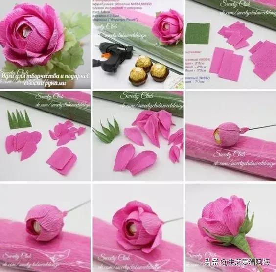 皱纹纸花作品玫瑰花,用皱纹纸做玫瑰花的纸花教程