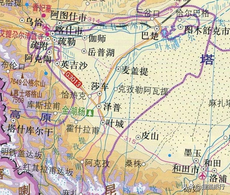 刀郎故里喀什,新疆喀什麦盖提县地图