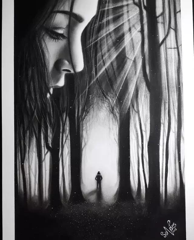 超写实素描人像,人像素描画抽象