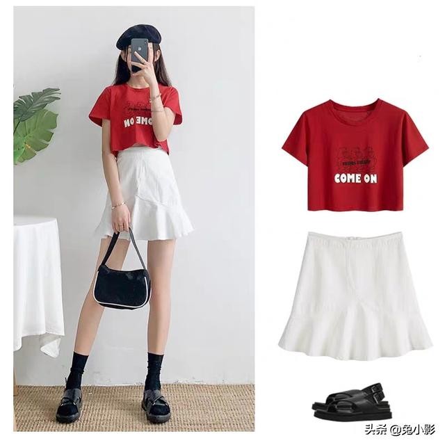夏季时尚卡通t恤,短款简约的t恤怎么搭都时髦好看