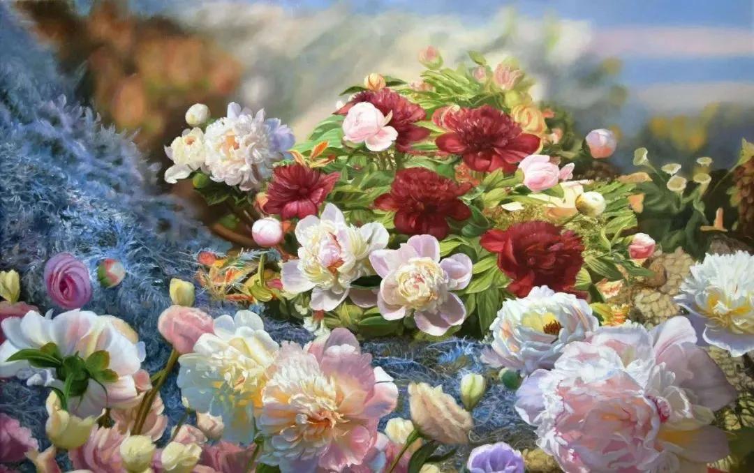 世界著名大师花卉油画,油画漂亮风景画