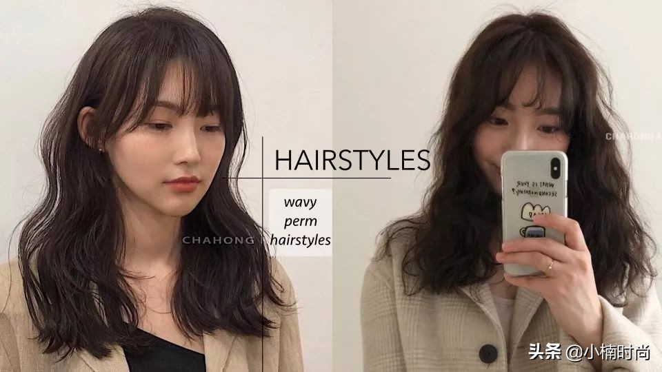 韩系及肩卷发发型,百搭脸型扎发发型