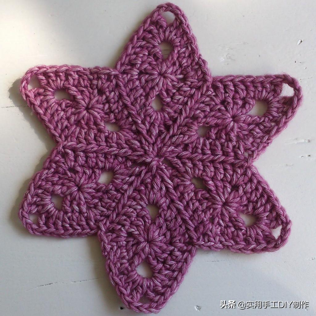 流苏水草花帽子钩针编织教程,六角垫子的钩织教程