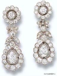 凯特王妃钻石吊坠耳环,法式皇室宫廷奢华宝石耳环