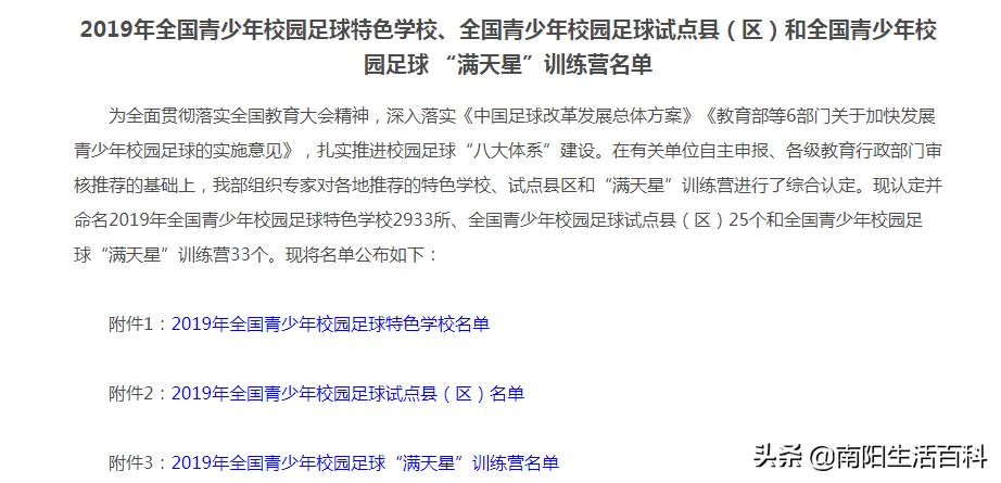 2024年全国足球特色学校名单南阳,南阳市足球特色学校