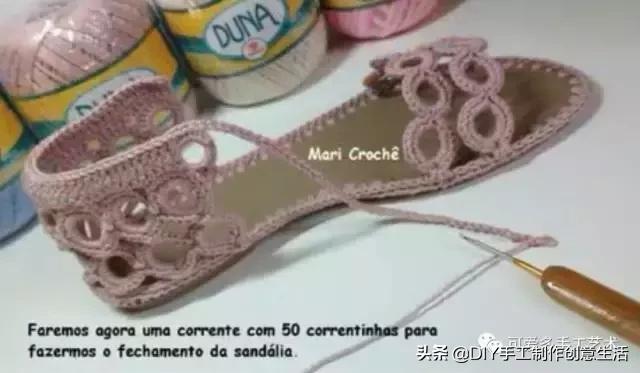 旧鞋底改造钩针鞋教程,手工钩鞋教程春夏季椰子鞋