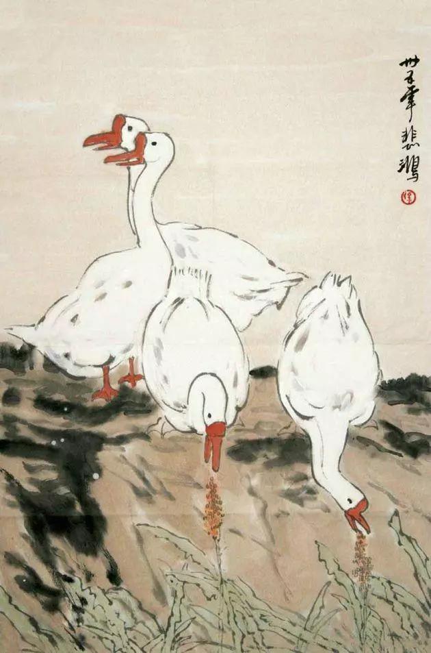 写意鹅国画图片,朱雪娥国画100幅