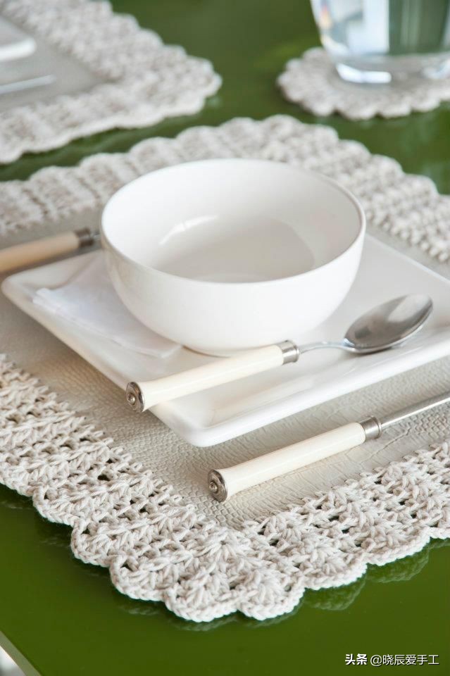 桌布花边钩织的教程,隔热垫餐桌垫钩针教程
