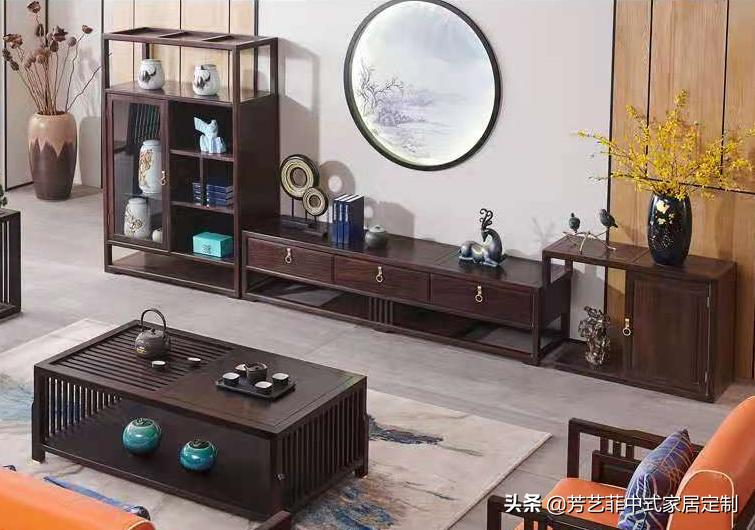 新中式客厅电视柜效果图,餐厅客厅电视柜隔断柜新中式