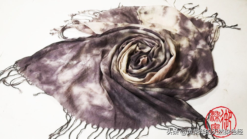 草木染纯手工围巾,手工染羊绒围巾