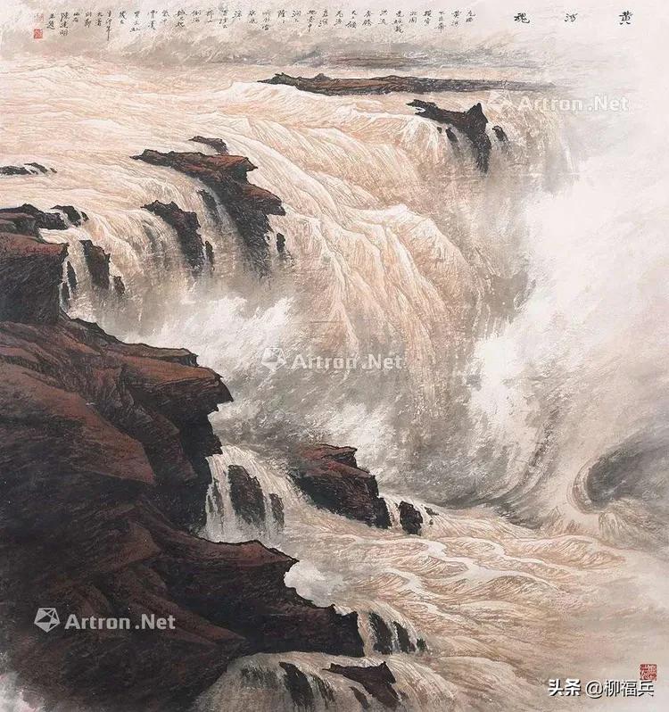 山水风景画黄河,山水画黄河惊涛骇浪