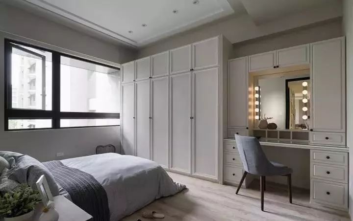 书桌上墙柜一体效果图,儿童房衣柜书桌一体小户型