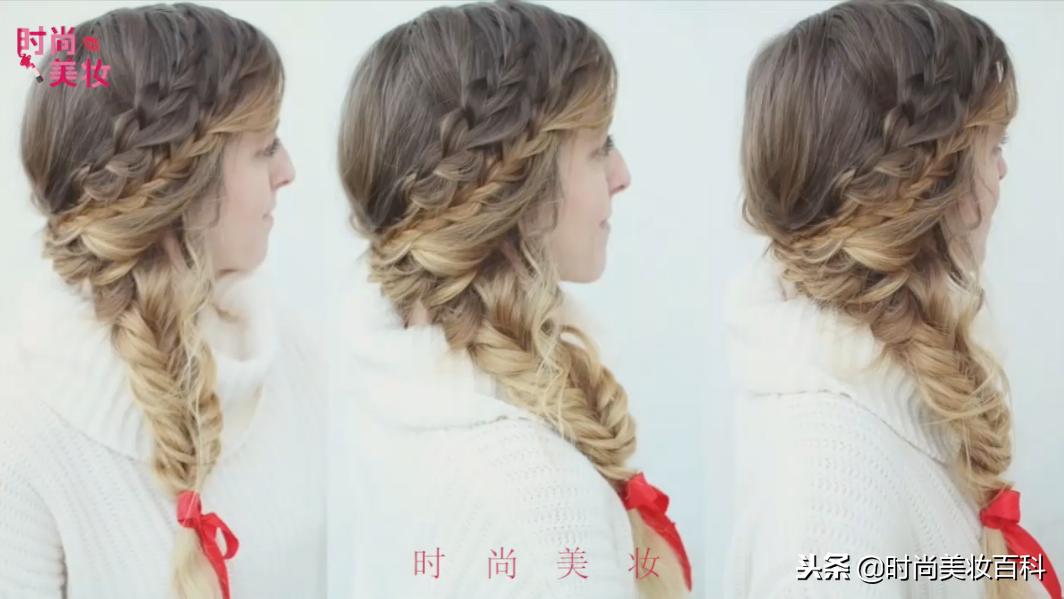 渔夫帽短发型编发教程,海边造型中短编发