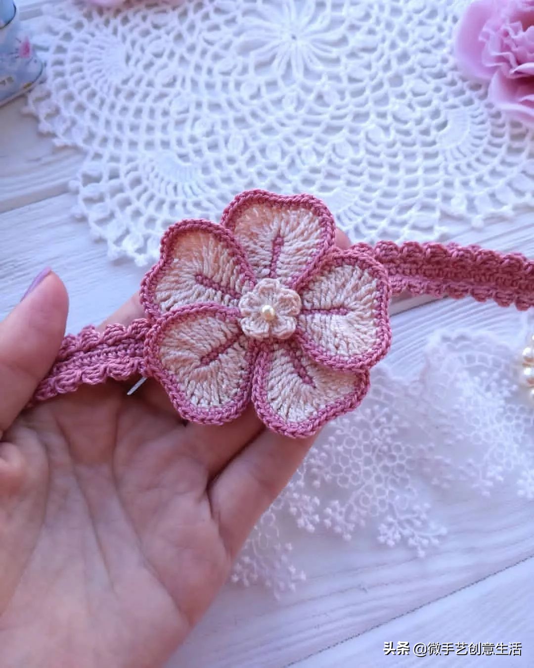 毛线编织小饰品教程五角星,纯手工编织手绳可爱蝴蝶饰品