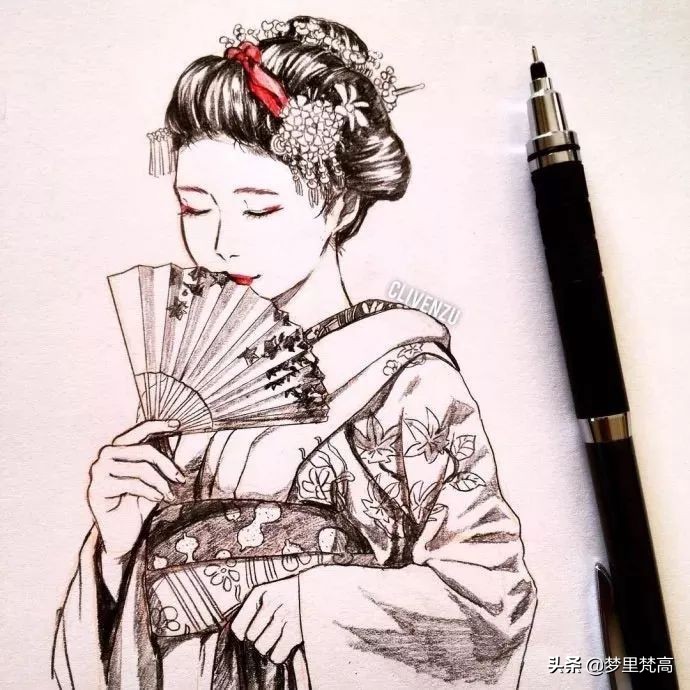 铅笔画素描动漫,铅笔画的动漫素描少女