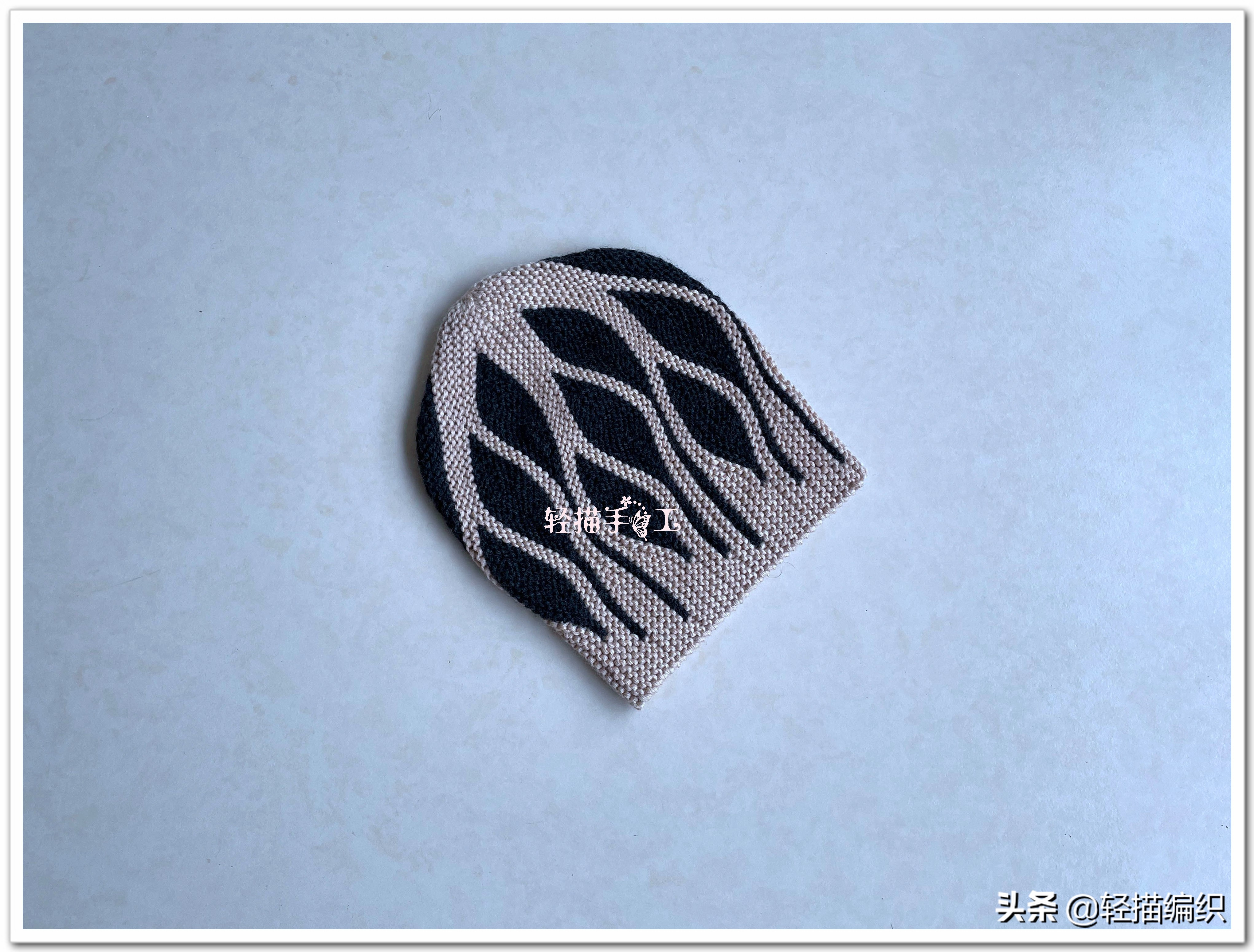 棒针花样帽子图片,达西妈妈双色叶子花帽子教程