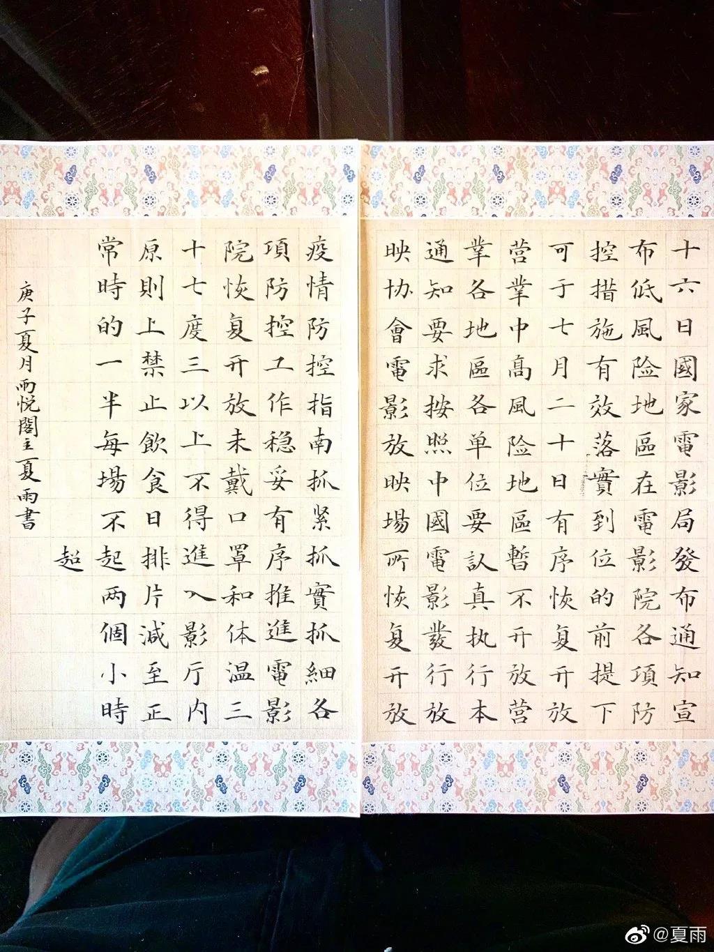 影帝夏雨书法真迹,演员夏雨晒书法作品